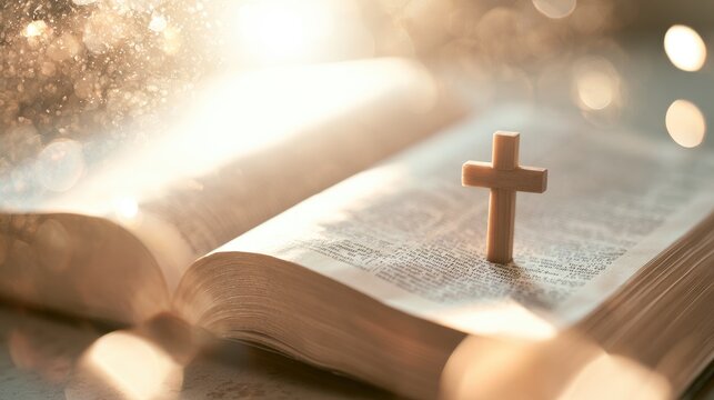 Bible and Wooden Cross