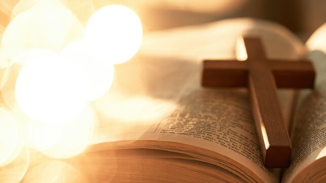 Bible and Wooden Cross