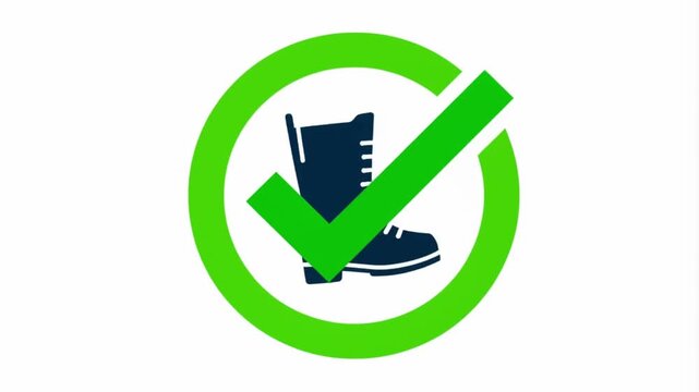 A green check mark icon with a silhouette of a boot inside.