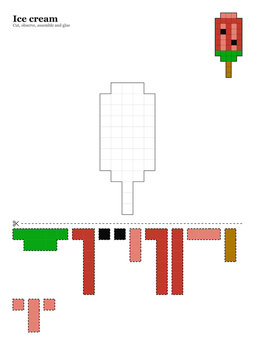 Pixel Popsicle Cut and Glue Puzzle &mdash; Printable Summer Craft Activity for Kids