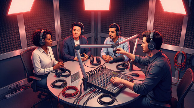 Podcast Recording Session in Studio