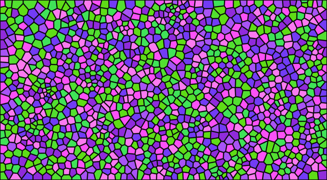 Green and purple mosaic stained glass pattern texture with geometric abstract colorful background