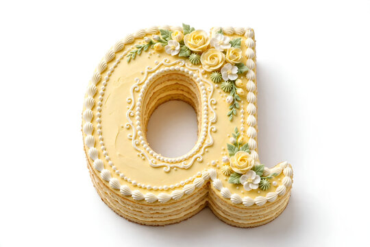 Beautiful lemon-yellow cake with an elegant and simple design, isolated on a clean white background, perfect for birthdays, celebrations, and special occasions.