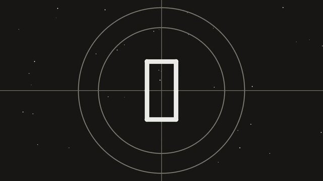 フィルムリーダー五秒のカウントダウン　数字が零まで数え下げる映像