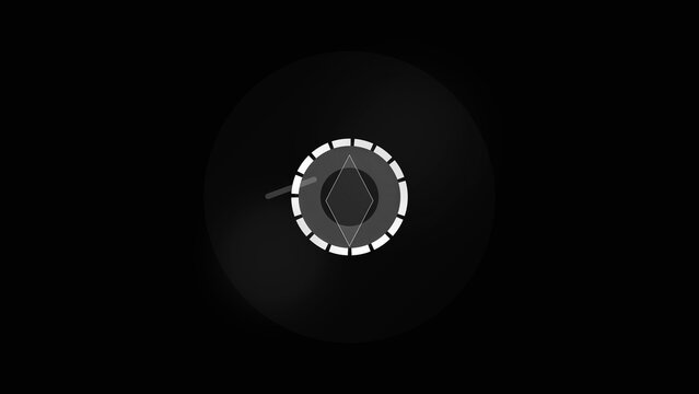 Minimalist dark digital compass hud element with glowing white interface