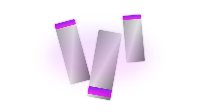 Minimalist abstract design with glowing metallic rectangles on white background