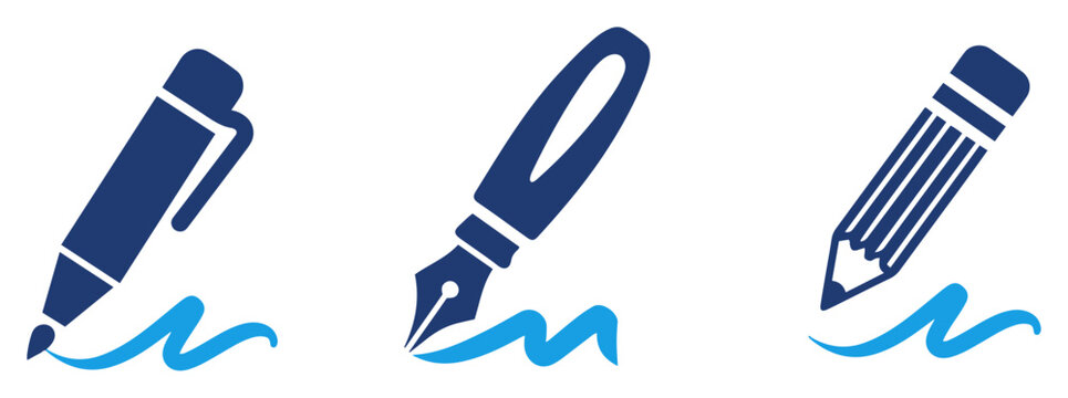pen writing tool icon set