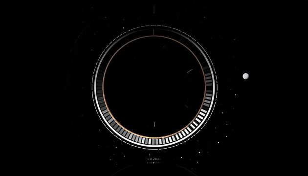 Abstract digital clock design with a circular dial and a dark background, futuristic concept