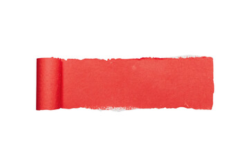 Obraz premium Red torn paper scroll banner with rolled end isolated