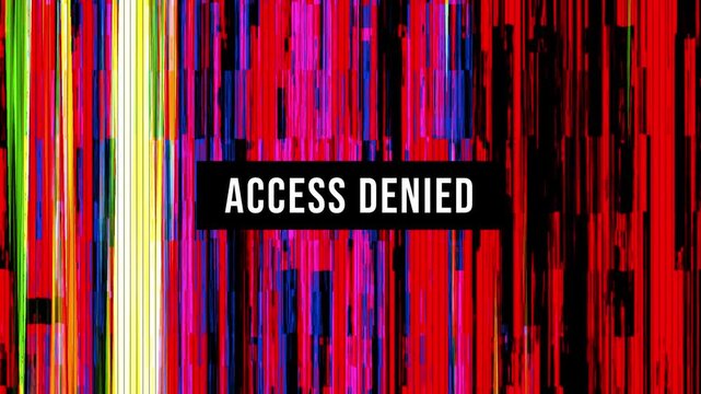 Access Denied text on colorful digital glitch background