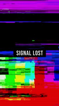 Signal Lost Text on Digital Glitch and Colorful Noise Background