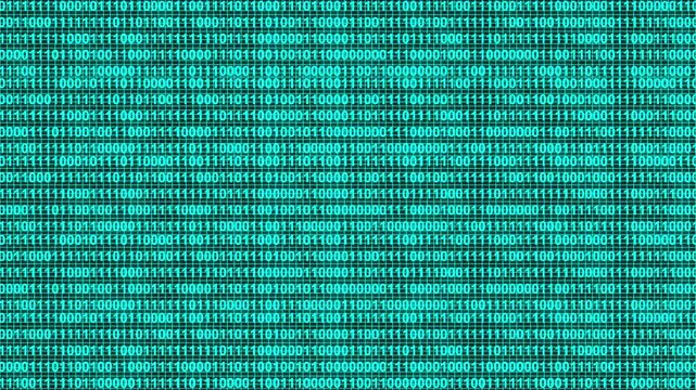 Matrix binary code streaming animation. abstract binary code background, A close-up of a screen displaying binary code. representing digital data.