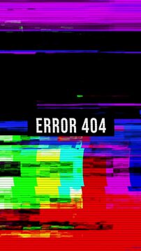 Digital Glitch Background with Error 404 Message