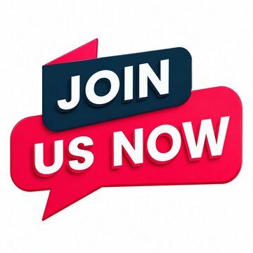 Join us now colorful speech bubble text graphic design