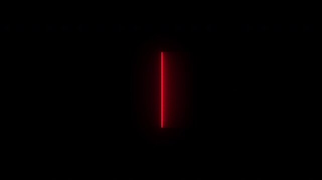Neon red scanner. Animation of scanning line movement from right to left. The appearance of a red honeycomb grid in the background.