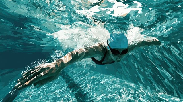Illustration of Swimming In Action
