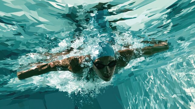 Illustration of Swimming In Action
