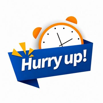 Cartoon alarm clock with hurry up gift box illustration