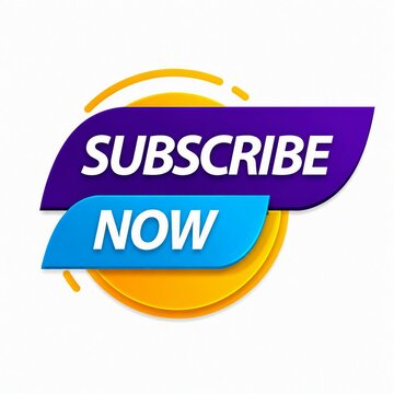 Bright subscribe now button with gradient colors and sunburst effect