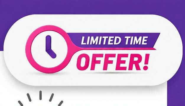 Limited time offer badge with clock icon and banner style design