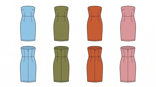 Tube Dress Trendy Summer Style Front Back View Colorful Collection