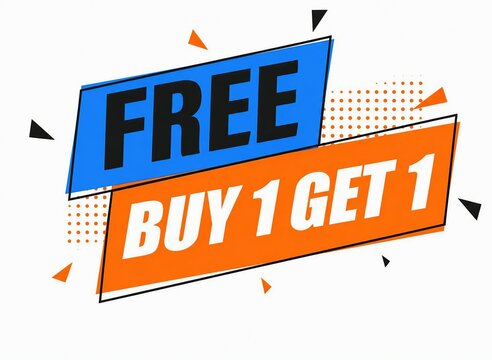 Free buy one get one promotional banner with dynamic arrows