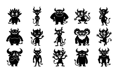Fototapeta premium Cute Halloween Monsters Vector Set
