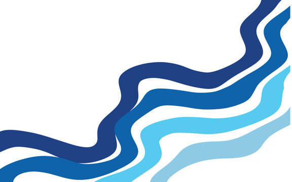 Abstract Blue Wave Background with Layered Wavy Shapes and Minimalist Design
