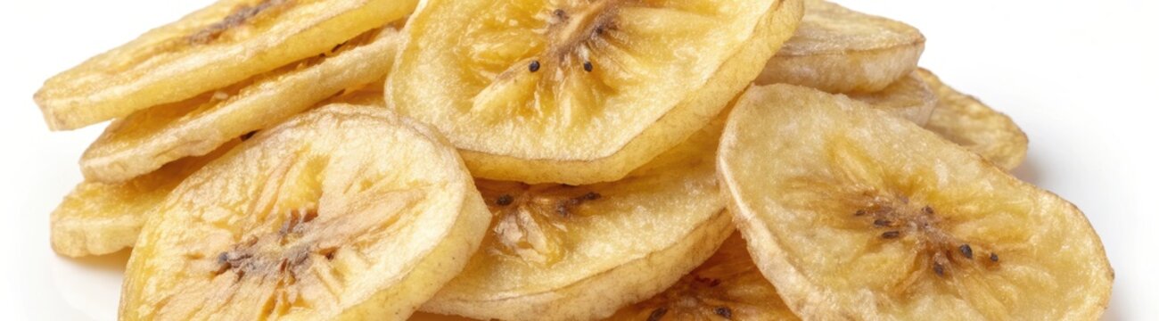Dried banana snack slices stacked together showing natural texture and golden color perfect for healthy snack options and tasty treat