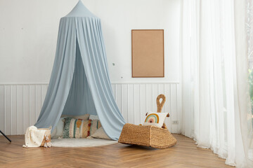Obraz na płótnie Canvas Cozy kids' reading nook setup.