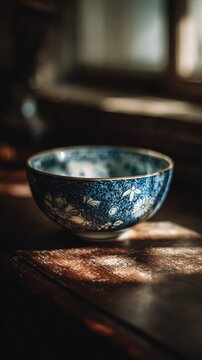 Old porcelain bowl, soft cinematic light