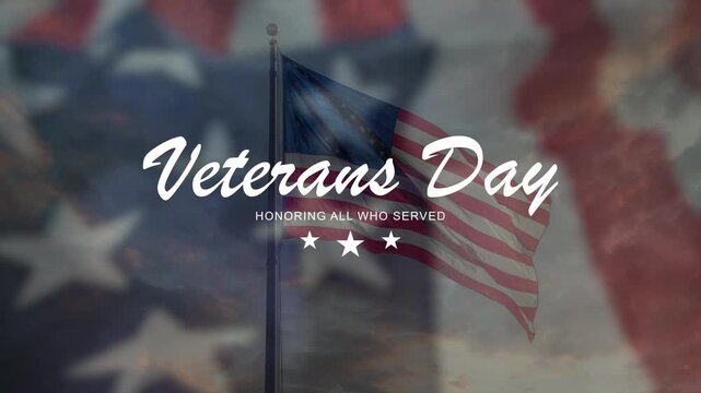Animation of a waving American flag using particles. Memorial Day concept. 4K. Veterans day