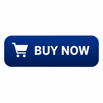 Modern shopping cart buy now button with white icon on dark blue background