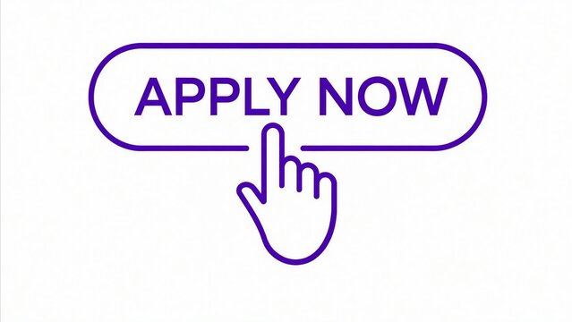 Blue apply now button with finger pointing at it