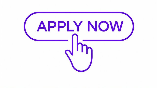 Blue apply now button with finger pointing click action