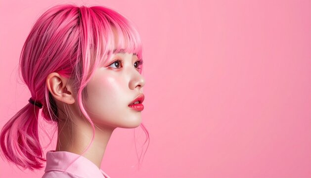 カジュアルなイメージの日本人女性の横顔のポートレート