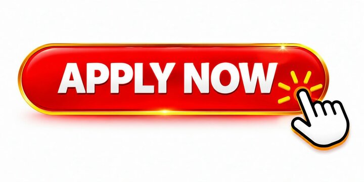 Red apply now button with click effect and cursor