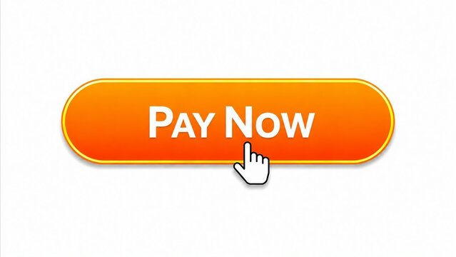 Orange pay now button with click effect on digital interface