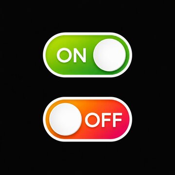 Modern toggle switch icons showing on and off states with green and red colors