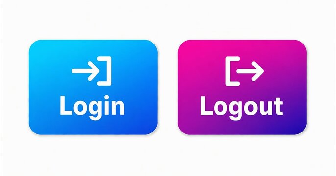 Modern flat login and logout button icons with arrow symbols