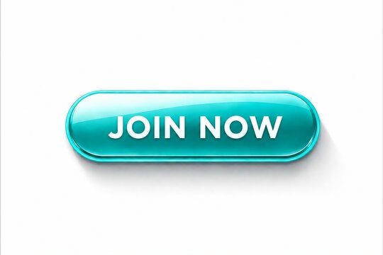Modern call to action button with join now text in turquoise color