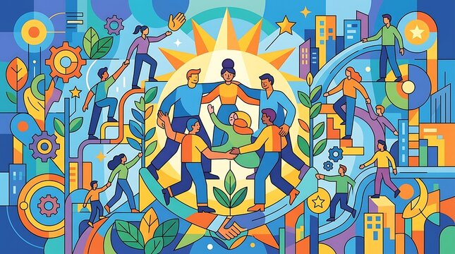 Diverse group of people collaborating for success and unity