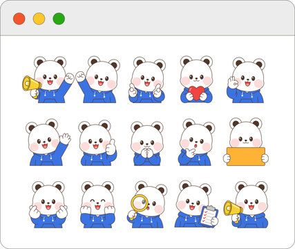 Cute Bear Characters for Notices and Information