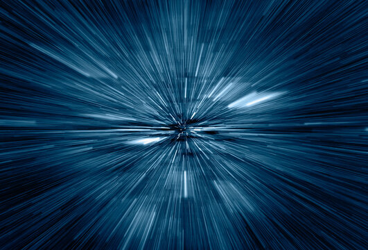 Abstract flight in space hyper jump illustration 