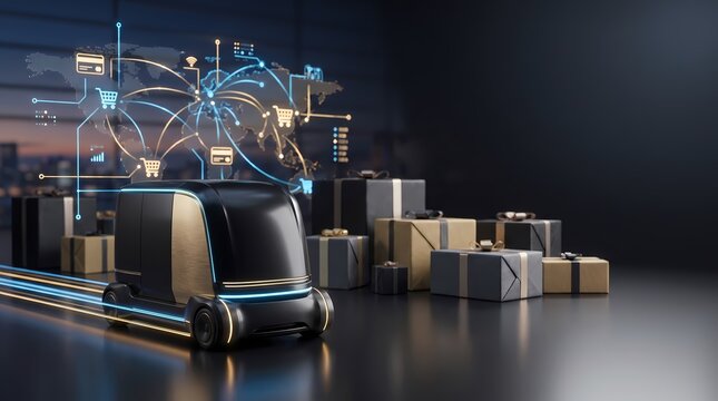 Advanced Autonomous Delivery Robot Streamlining Global E-commerce Logistics and Smart Package Distribution with Integrated Network