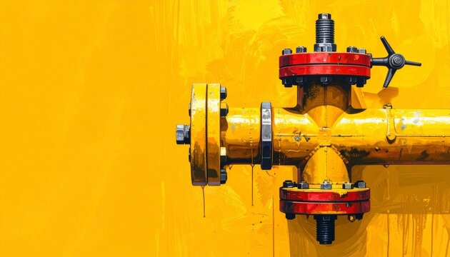 Close up of yellow industrial fire hydrant valve.