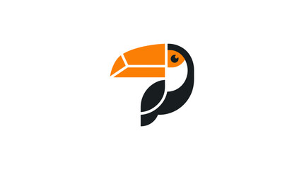 Obraz premium Minimalist Geometric Toucan Bird Logo Vector Illustration