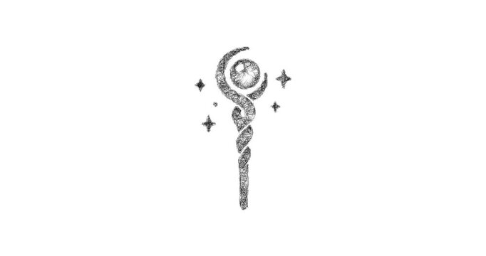 Sketch magic staff icon animation - smooth progressive reveal