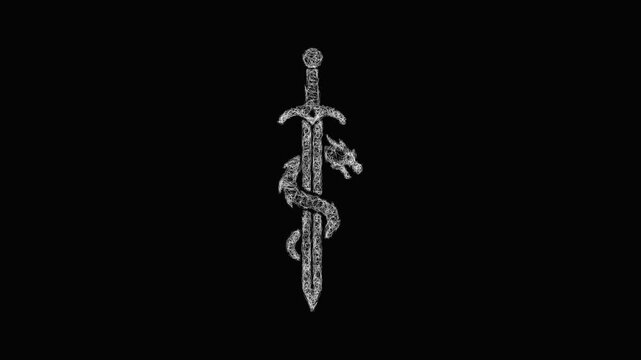 Sketch dragon sword icon animation - smooth progressive reveal