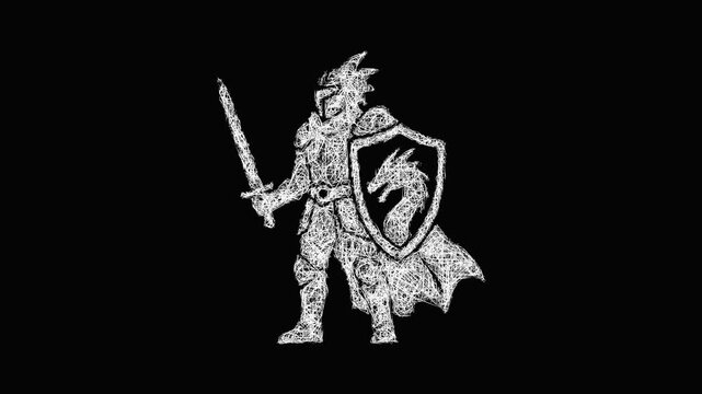 Sketch dragon knight icon animation - smooth progressive reveal